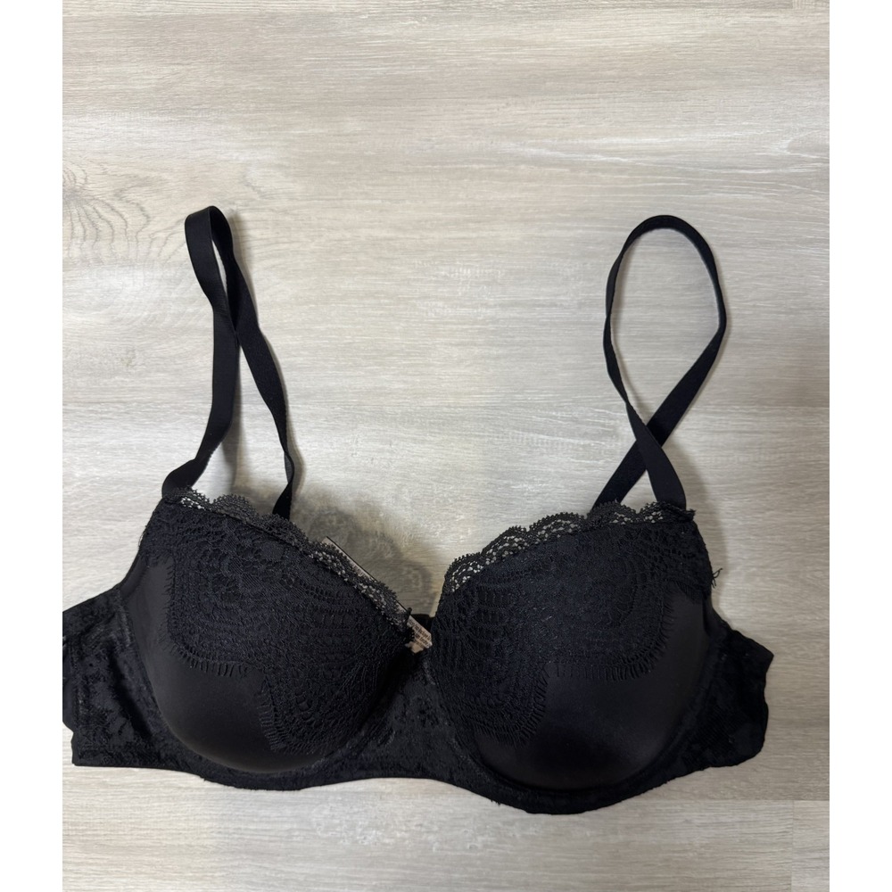 Victoria's Secret Dream Angels Lined Demi Double Bra 36C Black Lace Underwire